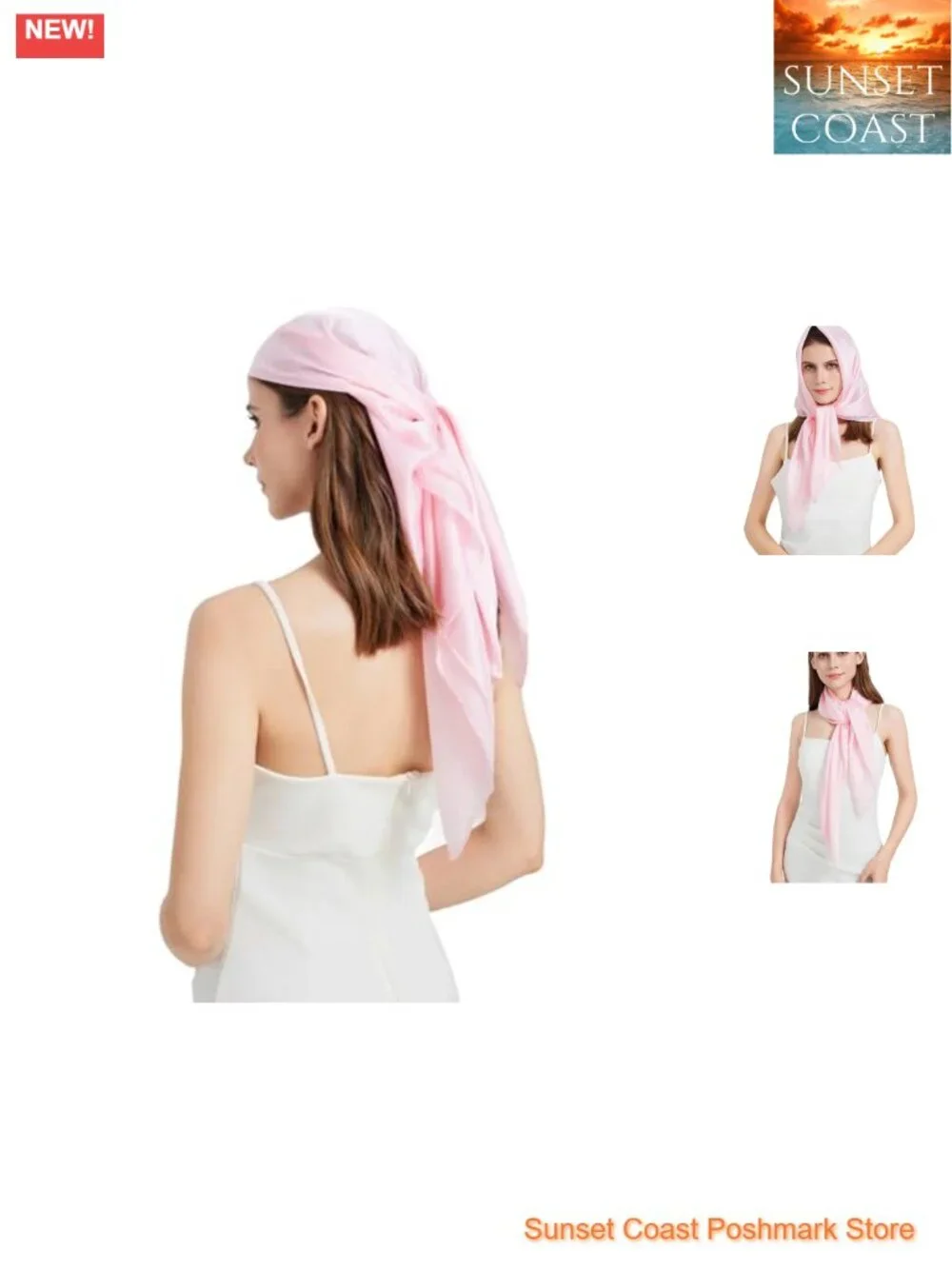 100% Mulberry Silk 35'' Square Head Scarf for Hair Wraps & Neck Ties